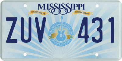 MS license plate ZUV431