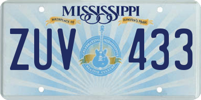 MS license plate ZUV433