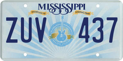 MS license plate ZUV437
