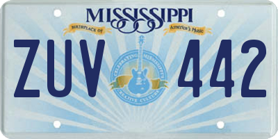 MS license plate ZUV442