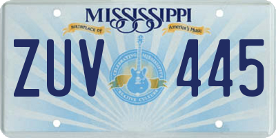 MS license plate ZUV445