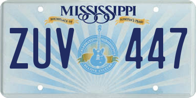 MS license plate ZUV447