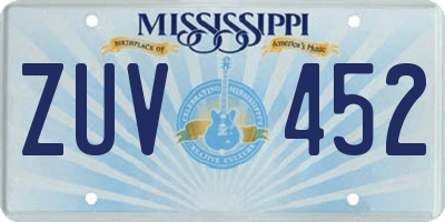 MS license plate ZUV452