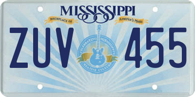 MS license plate ZUV455