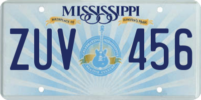 MS license plate ZUV456
