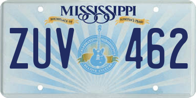MS license plate ZUV462