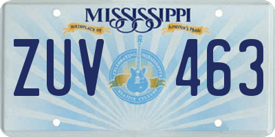 MS license plate ZUV463