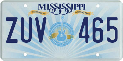 MS license plate ZUV465