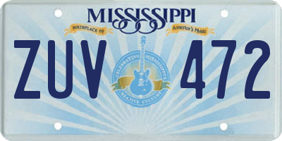 MS license plate ZUV472