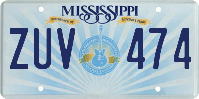 MS license plate ZUV474