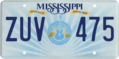 MS license plate ZUV475