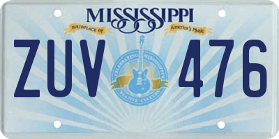 MS license plate ZUV476