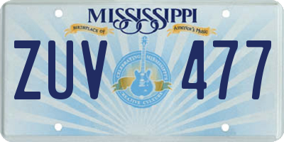 MS license plate ZUV477