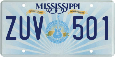 MS license plate ZUV501