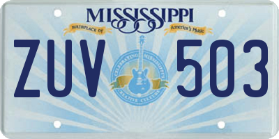 MS license plate ZUV503
