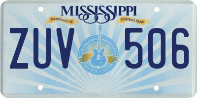 MS license plate ZUV506