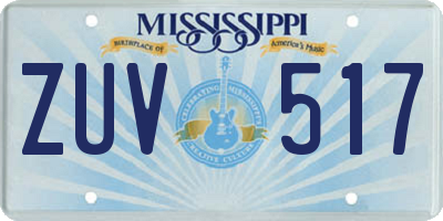 MS license plate ZUV517