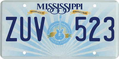MS license plate ZUV523