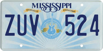 MS license plate ZUV524