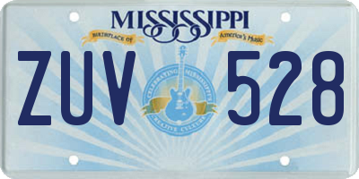 MS license plate ZUV528