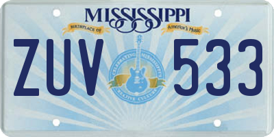 MS license plate ZUV533