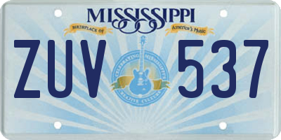 MS license plate ZUV537
