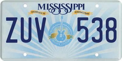 MS license plate ZUV538