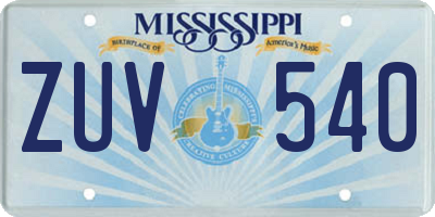 MS license plate ZUV540