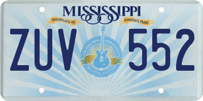 MS license plate ZUV552