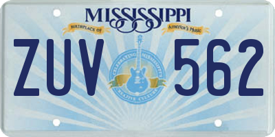 MS license plate ZUV562