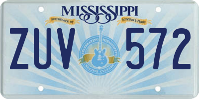 MS license plate ZUV572
