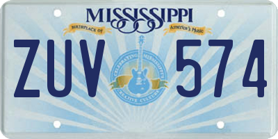 MS license plate ZUV574