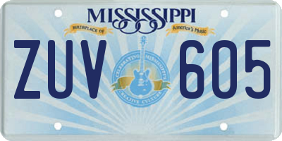 MS license plate ZUV605