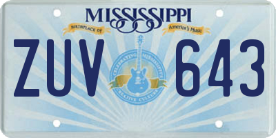 MS license plate ZUV643