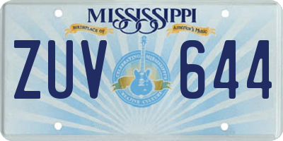 MS license plate ZUV644