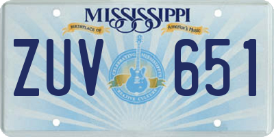 MS license plate ZUV651