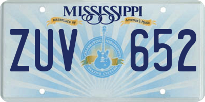 MS license plate ZUV652