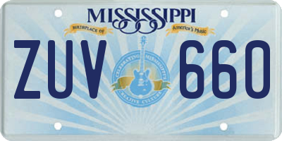 MS license plate ZUV660