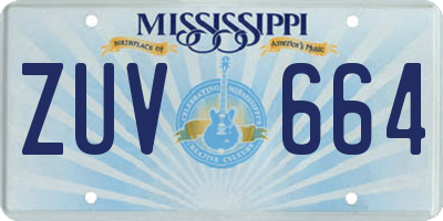 MS license plate ZUV664