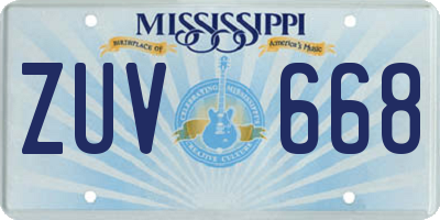 MS license plate ZUV668