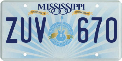 MS license plate ZUV670