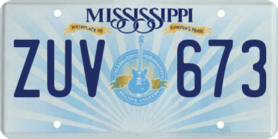 MS license plate ZUV673