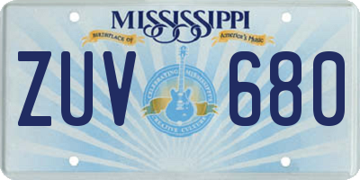 MS license plate ZUV680