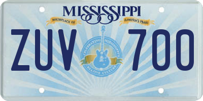 MS license plate ZUV700