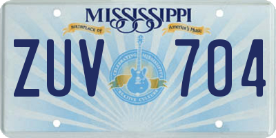 MS license plate ZUV704
