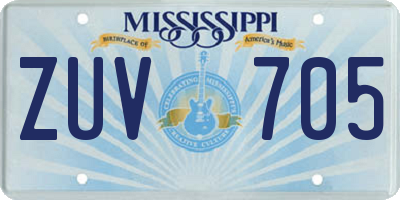 MS license plate ZUV705