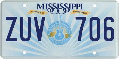 MS license plate ZUV706