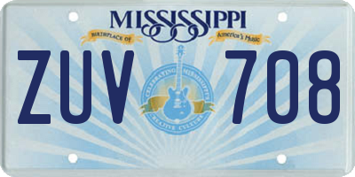 MS license plate ZUV708