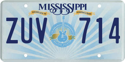 MS license plate ZUV714