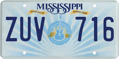 MS license plate ZUV716